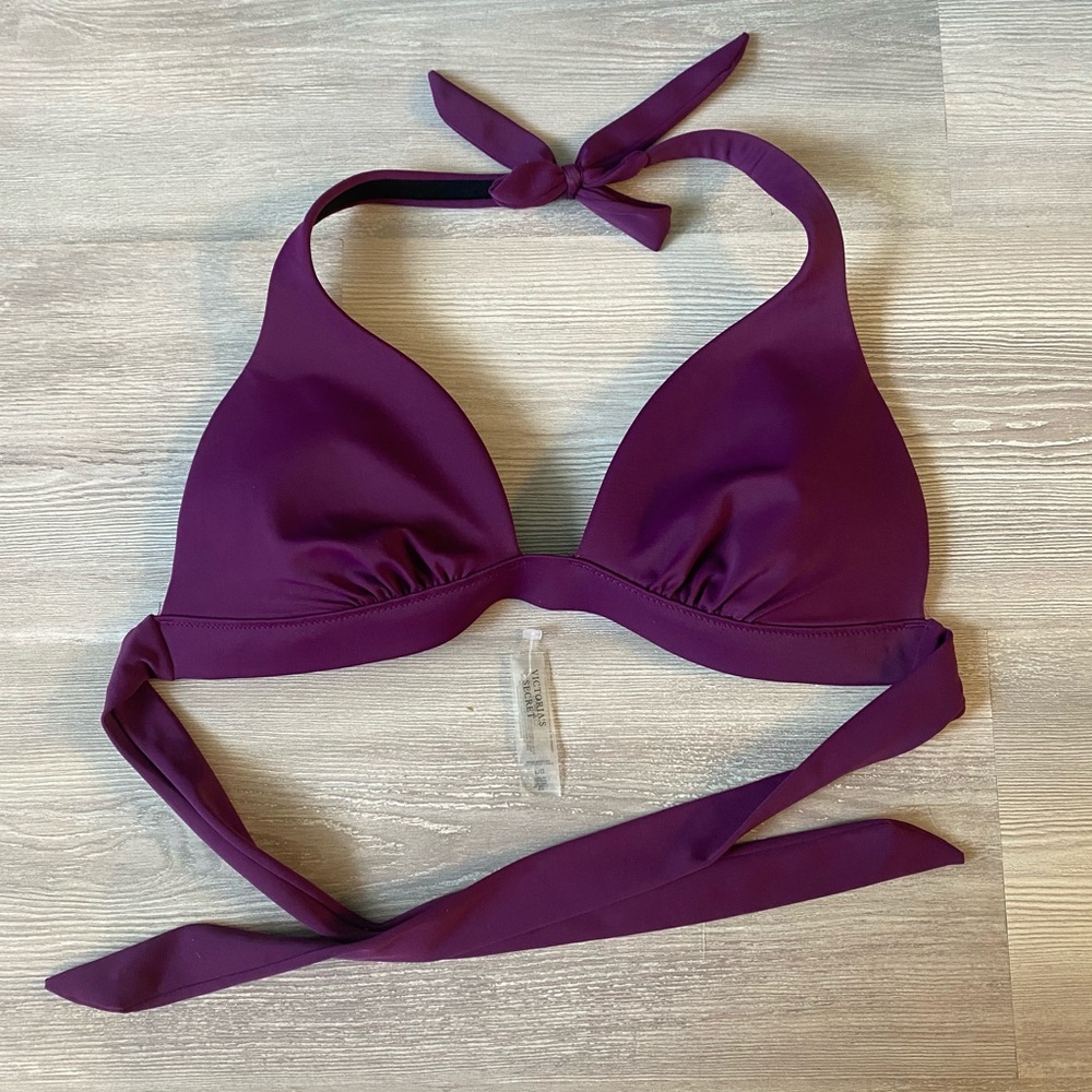 Victoria’s Secret purple plunge halter large bikini top